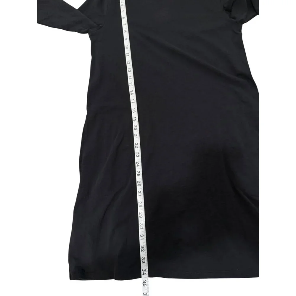 Garnet Hill Womens Midi Dress 3/4 Sleeve Black Cotton Minimalist Size 8 - Picture 5 of 8